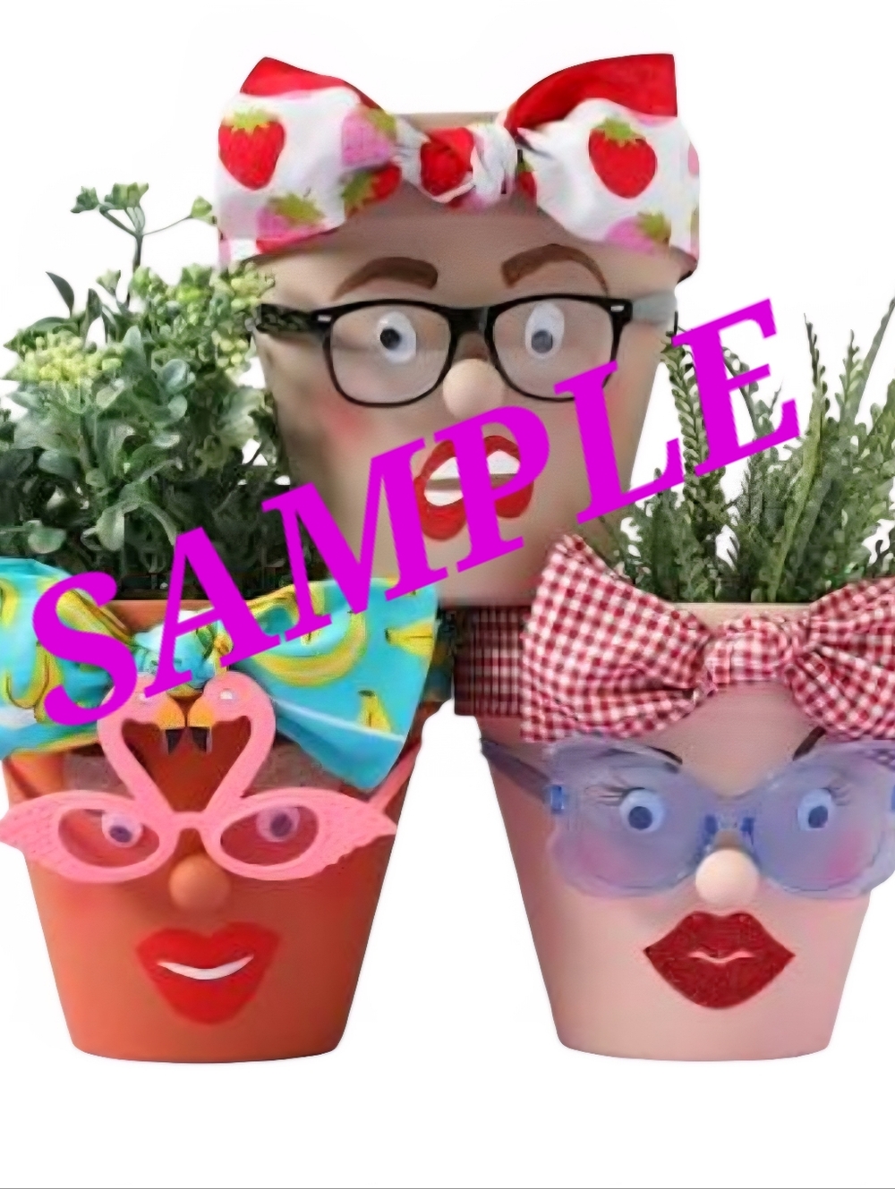 Handmade Flower Pot-Heads~ Comes With Various Accessories & Free Seed Pack